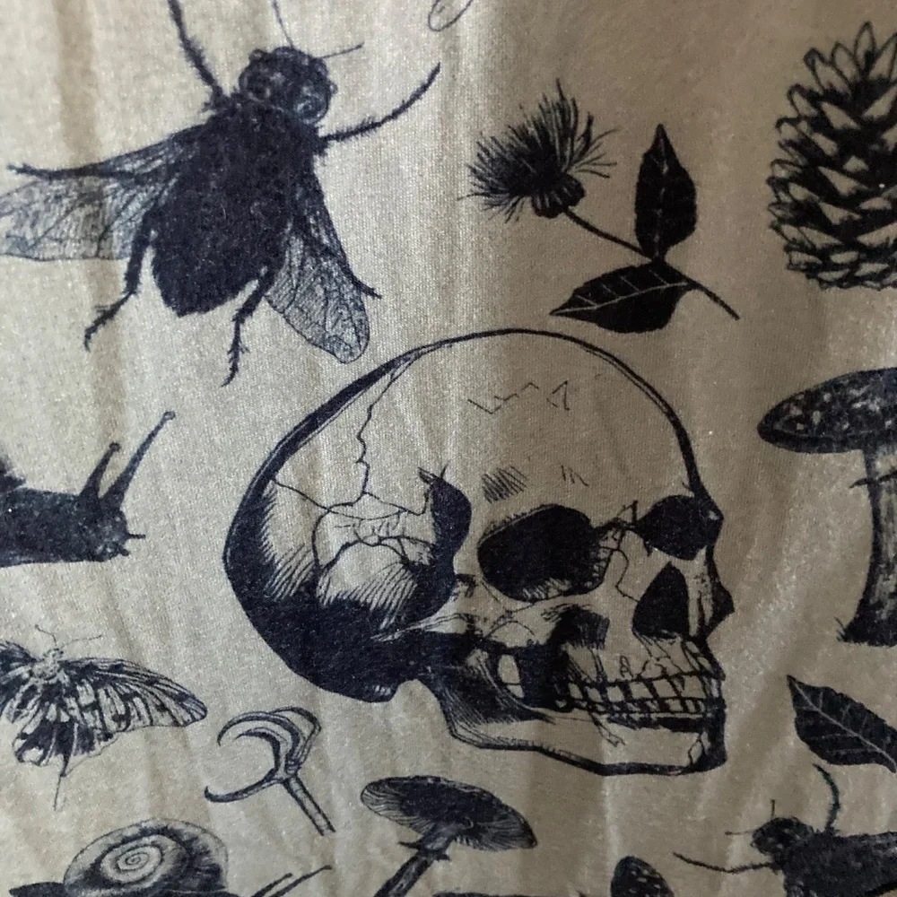 Shasilo Gothic Witchy Skull Print Sleeveless Handkerchief Sage Green Dress - Picture 9 of 9